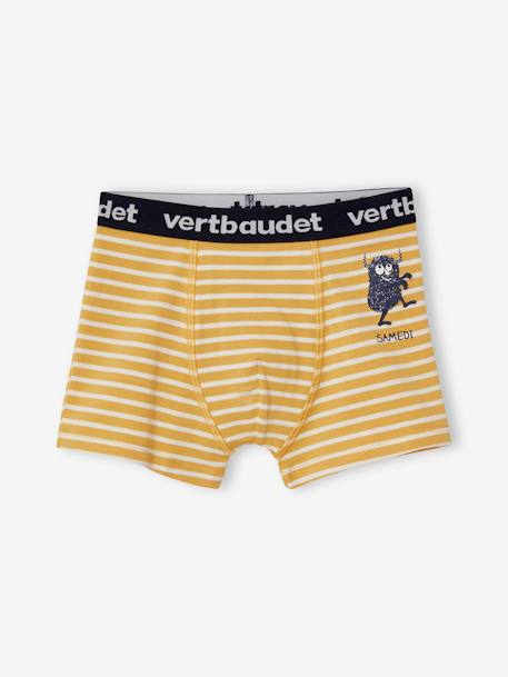 Set van 7 stretchy boxers voor jongens Monster Oeko-Tex® gestreept ivoor set - vertbaudet enfant 