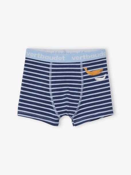 Set van 5 Oeko-Tex® stretch jongensboxers walvissen Set blauw - vertbaudet enfant 