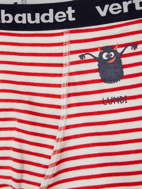 Set van 7 stretchy boxers voor jongens Monster Oeko-Tex® gestreept ivoor set - vertbaudet enfant 