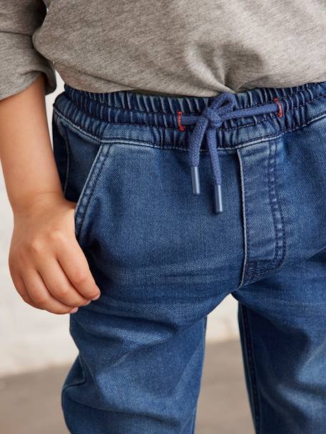 Makkelijk aan te trekken jongensbroek van molton met denim-effect LICHTGRIJS DENIM+stone - vertbaudet enfant 