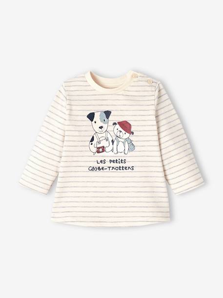 Babyset T-shirt + molton broek gestreept / karamel+indigoblauw - vertbaudet enfant 