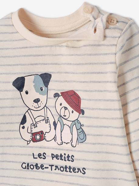 Babyset T-shirt + molton broek gestreept / karamel+indigoblauw - vertbaudet enfant 