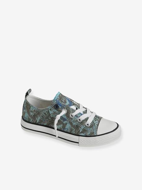 Elastische stoffen sneakers baby jongen groene tropische print+marineblauw+rood - vertbaudet enfant 