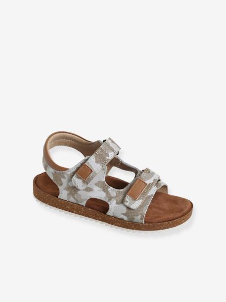 Anatomische leren sandalen voor jongens camouflage grijs+MARINEBLAUW+taupe - vertbaudet enfant 