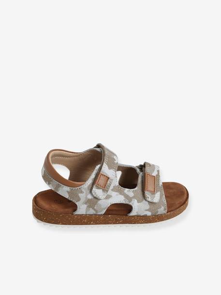 Anatomische leren sandalen voor jongens camouflage grijs+taupe - vertbaudet enfant 