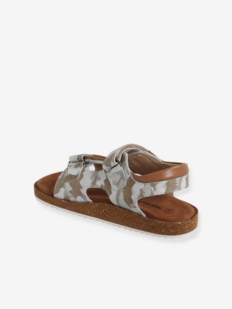 Anatomische leren sandalen voor jongens camouflage grijs+taupe - vertbaudet enfant 