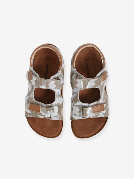 Anatomische leren sandalen voor jongens camouflage grijs+MARINEBLAUW+taupe - vertbaudet enfant 