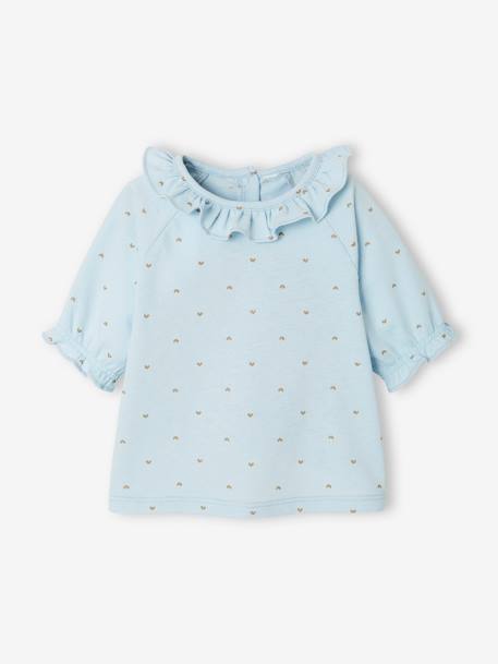 T-shirt met kraagje voor baby's blauw bedrukt - vertbaudet enfant 