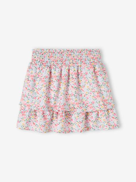 Rok-broekje met ruches wit met print - vertbaudet enfant 