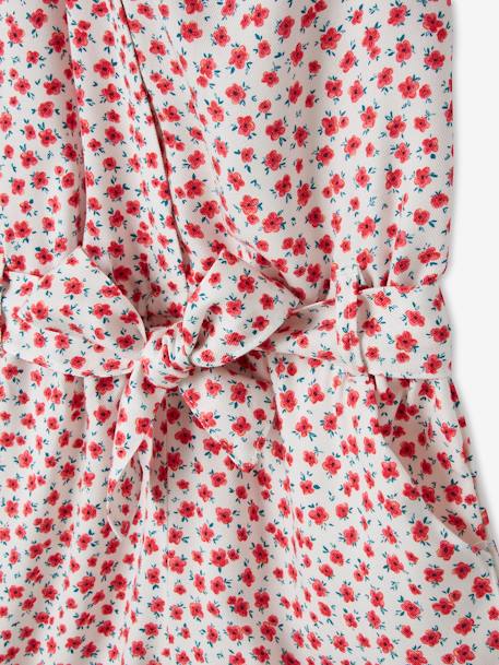 Jumpsuit voor meisjes beige met roze bloemenprint+ecru+wit, bedrukt - vertbaudet enfant 