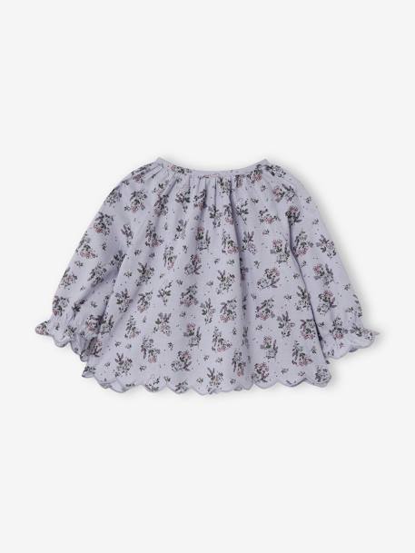 Bedrukte babyblouse blauw bedrukt+ecru - vertbaudet enfant 