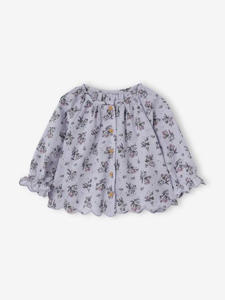 Bedrukte babyblouse blauw bedrukt+ecru - vertbaudet enfant 