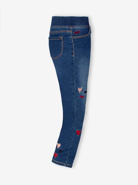 Geborduurde meisjeslegging van fleece met denimeffect denimgrijs+double stone+stone - vertbaudet enfant 