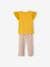 Set met meisjes-T-shirt en soepele broek met print goudgeel - vertbaudet enfant 