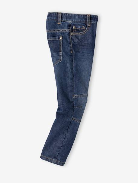 Rechte jeans voor jongens MorphologiK indestructible 'waterless' met heupomtrek medium denim stone+onbewerkt denim - vertbaudet enfant 