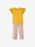 Set met meisjes-T-shirt en soepele broek met print goudgeel - vertbaudet enfant 