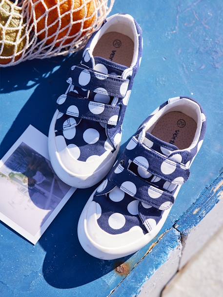 Linnen klittenband sneakers meisje marineblauw - vertbaudet enfant 