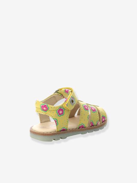 Leren babysandalen Nonosti Iconique Nonorally KICKERS® GEBROKEN WIT BLOEM+GELE BLOEM - vertbaudet enfant 