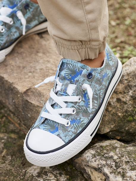 Elastische stoffen sneakers baby jongen groene tropische print+marineblauw+rood - vertbaudet enfant 