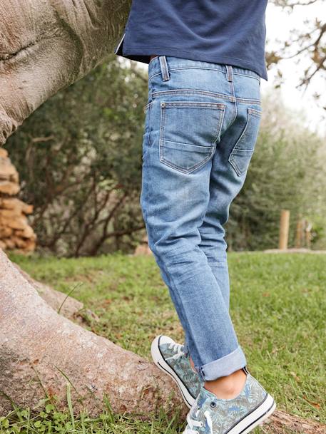 Onverwoestbare rechte jeans jongens denim stone+denimgrijs+onbewerkt denim - vertbaudet enfant 