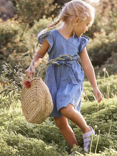 Overslagjurk van licht denim voor meisjes stone - vertbaudet enfant 