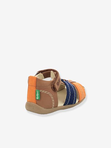 Leren sandalen jongensbaby Bigbazar 2 Iconique Biboo KICKERS® CAMEL ORANJE BLAUW - vertbaudet enfant 