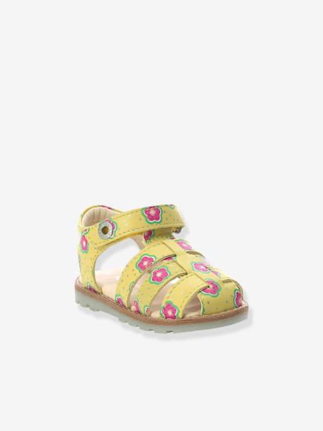 Leren babysandalen Nonosti Iconique Nonorally KICKERS® GEBROKEN WIT BLOEM+GELE BLOEM - vertbaudet enfant 