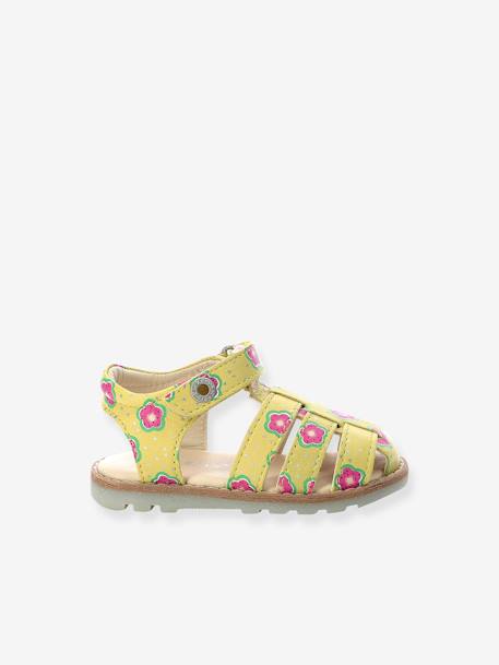 Leren babysandalen Nonosti Iconique Nonorally KICKERS® GEBROKEN WIT BLOEM+GELE BLOEM - vertbaudet enfant 