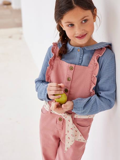 Overalls met ruches en kersenprint voor meisjes rozenhout - vertbaudet enfant 