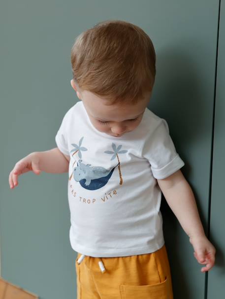 Set babyshirt met print en baggy short wit - vertbaudet enfant 