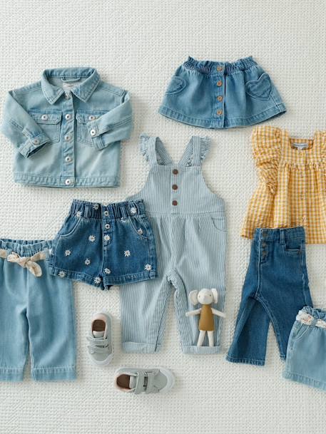 Paperbag short met riem voor baby gebleekt denim - vertbaudet enfant 