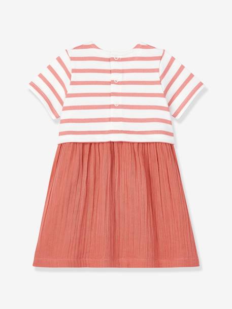 Babyjurkje in katoengaas en dik biologisch jersey - PETIT BATEAU koraal - vertbaudet enfant 