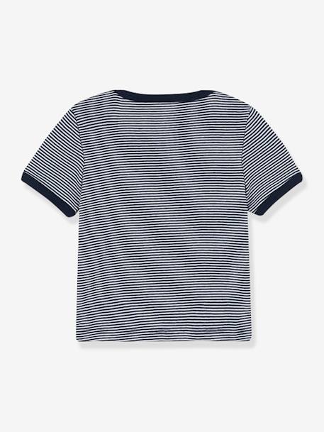 Gestreept t-shirt baby milleraies korte mouwen PETIT BATEAU in biokatoen marineblauw gestreept wit - vertbaudet enfant 