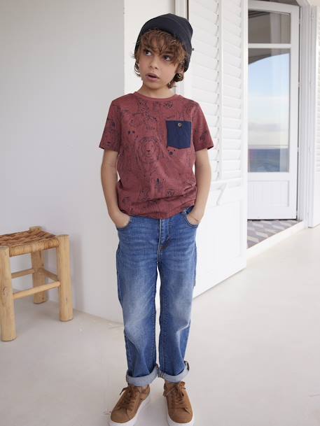 Jongensjeans met losse pasvorm en laag kruis denimgrijs+stone - vertbaudet enfant 