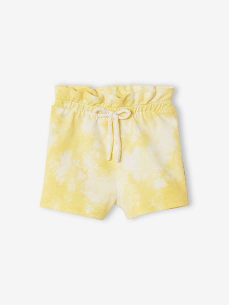 Korte broek voor baby's met tie and dye effect van molton geel+roze - vertbaudet enfant 