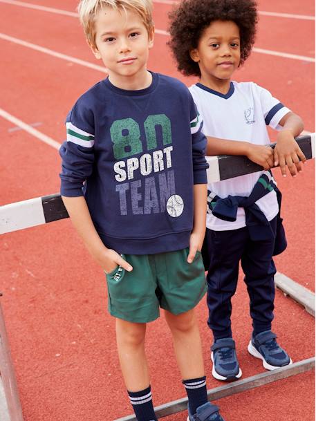 Jongenssportsweater met rits en capuchon Donkerblauw - vertbaudet enfant 