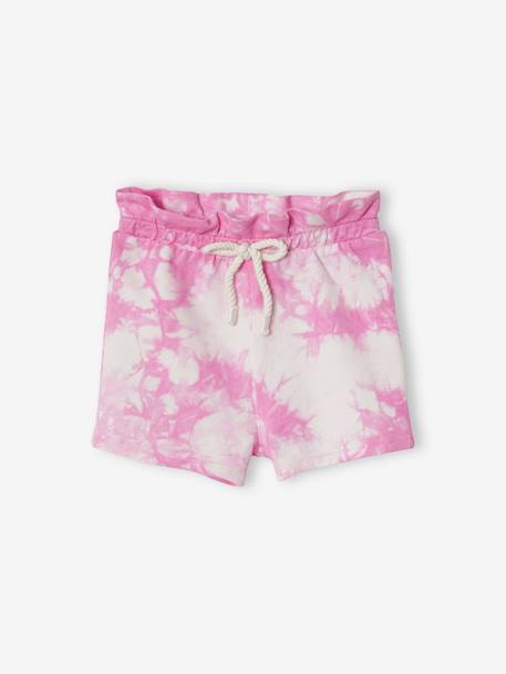 Korte broek voor baby's met tie and dye effect van molton geel+roze - vertbaudet enfant 