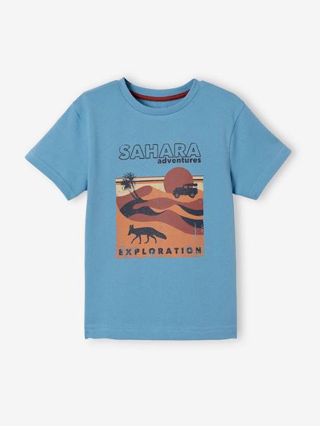 Jongensshirt met saharamotief en korte mouwen lichtblauw - vertbaudet enfant 