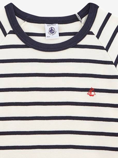 Katoenen gestreepte pyjama voor kleine jongens - PETIT BATEAU Marineblauw gestreept - vertbaudet enfant 