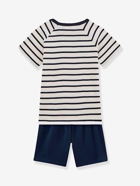 Katoenen gestreepte pyjama voor kleine jongens - PETIT BATEAU Marineblauw gestreept - vertbaudet enfant 