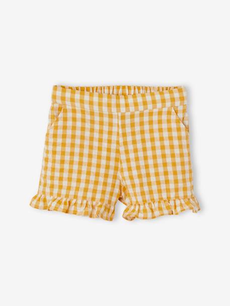 Set shirt en short met vichyruiten voor meisjes ivoor - vertbaudet enfant 