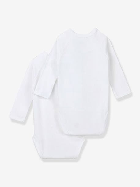 Set van 2 babyrompertjes met lange mouwen in biologisch katoen PETIT BATEAU wit - vertbaudet enfant 