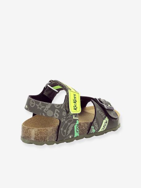 Leren jongenssandalen Sostreet Sokick KICKERS® kaki geel print - vertbaudet enfant 