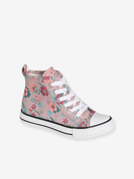 Hoge sneakers voor meisjes van decoratief stof AOP bloemen - vertbaudet enfant 