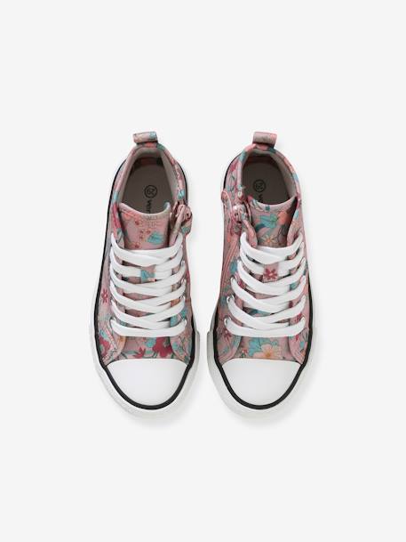 Hoge sneakers voor meisjes van decoratief stof AOP bloemen - vertbaudet enfant 