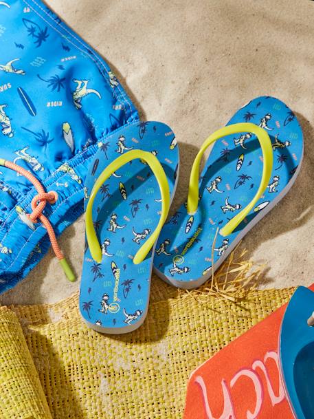 Jongensslippers met print blauw met dinoprint - vertbaudet enfant 