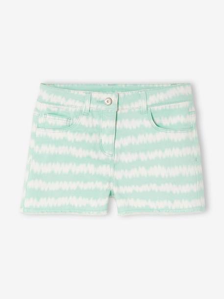 Meisjesshort met tie & dye-effect wit/turquoise - vertbaudet enfant 