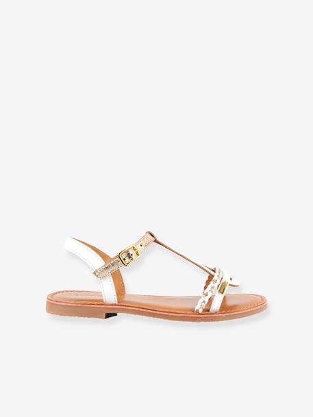 Leren sandalen Badou LES TROPEZIENNES® BY M. BELARBI wit/goud - vertbaudet enfant 