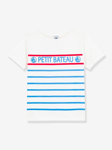 Katoenen jongensshirt met korte mouwen PETIT BATEAU blauw gestreept - vertbaudet enfant 