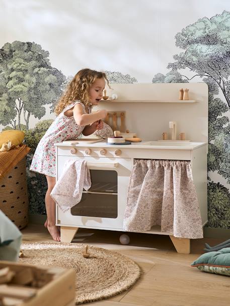 Kitchenette met FSC® houtgordijn framboos+meerkleurig - vertbaudet enfant 